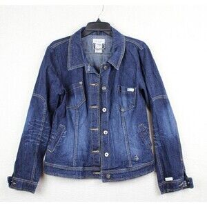 Vintage Baby Phat Jacket Size Large Blue Denim Y2K Cat on Back Trimmed Logo